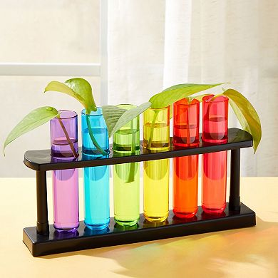 4 Pack Plastic Test Tubes With Rack For Parties, Plant Propagation, 1.5oz