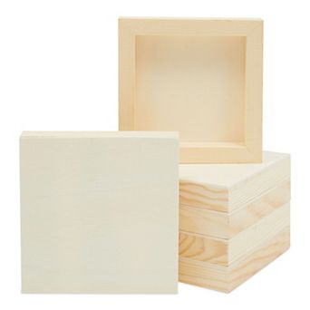 6 Pack Unfinished Wood Canvas Boards For Painting, Deep Cradle 5x5 Panels