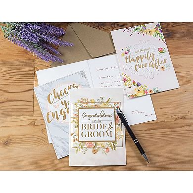 36 Pack Engagement And Wedding Cards For Couples With Envelopes, 6 Designs, 5x7"