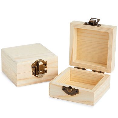 12 Pack Wooden Boxes For Crafts, Unfinished Wood Jewelry Boxes, 2.7x2 ...