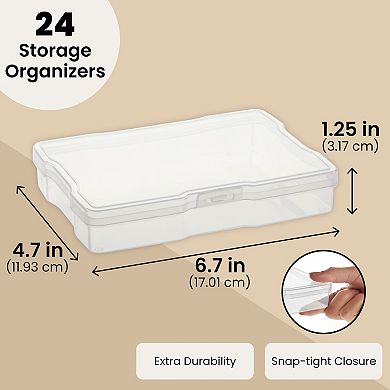 24x Clear Photo Storage Organizer Boxes For 4x6 In Pictures With 40 Blank Labels
