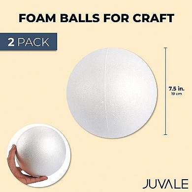 2-pack Craft Foam Balls, Large Smooth Round Polystyrene Foam Spheres, 7.5 In