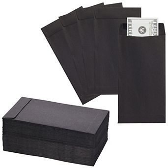 100 Pack Black Money Envelopes For Cash, Budgeting, Money Saving, 3.5x6.5 In