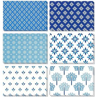 48-pack Blue Stationery Notecards And Envelopes Set, 6 Designs, Blank Inside