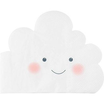 Cocktail Napkins - 50-Pack Disposable Paper Cut Napkin, Puffy Clouds Design