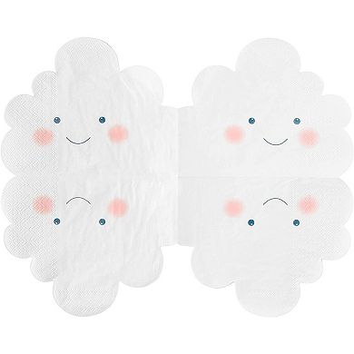 Cocktail Napkins - 50-Pack Disposable Paper Cut Napkin, Puffy Clouds Design