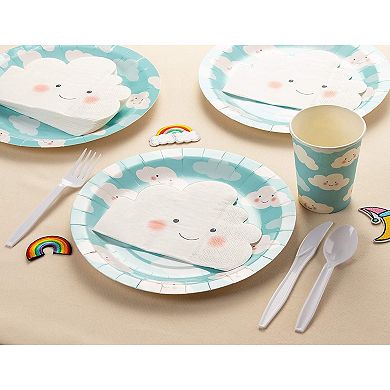 Cocktail Napkins - 50-Pack Disposable Paper Cut Napkin, Puffy Clouds Design