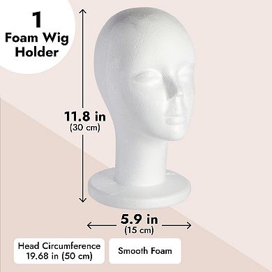 Female Foam Mannequin Head, Wig Display (11.8 In, 2 Pack)