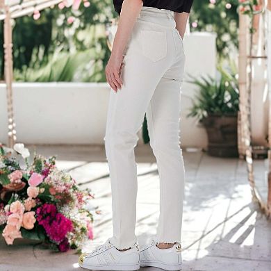 Women's Stretch Ankle Ripped Denim Pants