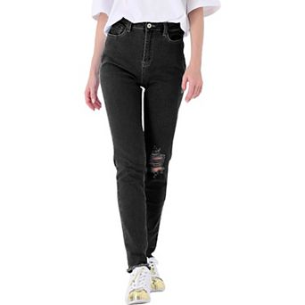 Women's Stretch Ankle Ripped Denim Pants