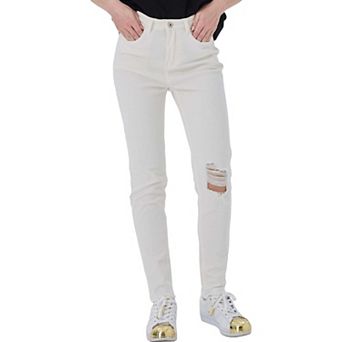 Women's Stretch Ankle Ripped Denim Pants