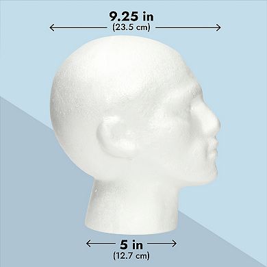 Male Foam Head Form, Mannequin Display For Masks, Hats, Wigs (white, 9x11 In)