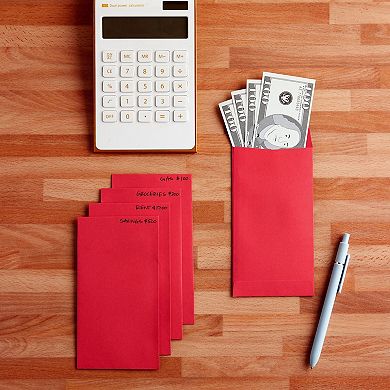 100 Pack Red Kraft Paper Money Saving Envelopes For Cash Gift Budgeting 3.5x6.5"