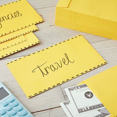 100 Pack Money Envelopes for Cash, Payroll, Saving, Currency, Yellow, 3.5x6.5"
