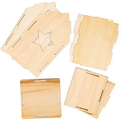 8x Mini Unfinished Wood Diy Birdhouse For Craft, Natural, 3.8 X 7 X 3.8 Inch