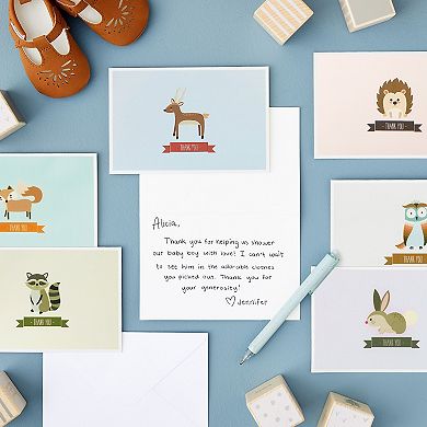 48 Pack Baby Animal Thank You Cards, Thank You Notes With Envelopes, 4x6 In