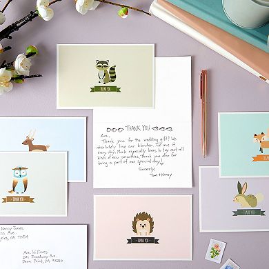 48 Pack Baby Animal Thank You Cards, Thank You Notes With Envelopes, 4x6 In