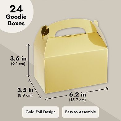 24-pack Treat Boxes Candy Gable Boxes For Party Favor (gold, 6.2x3.5x3.6 In)
