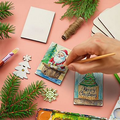 60 Pack Unfinished Wood Rectangles For Crafts, 2x3 Wooden Pieces For Painting