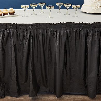 6 Disposable Table Skirts for Weddings Engagement Birthday Party, Black, 8 Feet