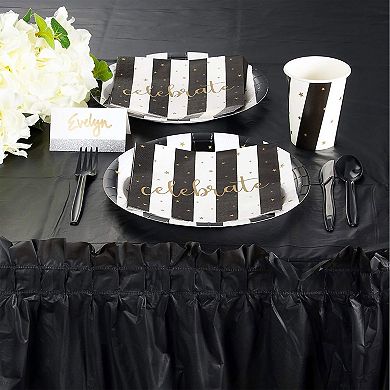 6 Disposable Table Skirts for Weddings Engagement Birthday Party, Black, 8 Feet