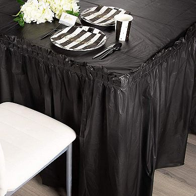 6 Disposable Table Skirts for Weddings Engagement Birthday Party, Black, 8 Feet
