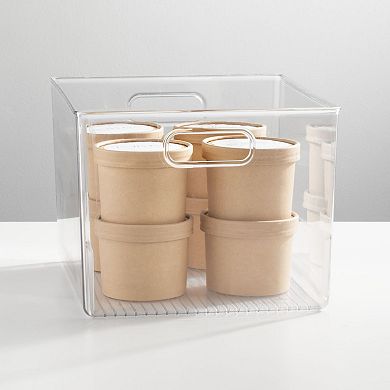 mDesign 12" x 10" x 8" Clear Plastic Kitchen Food Storage Organizer Bin - 4 Pack