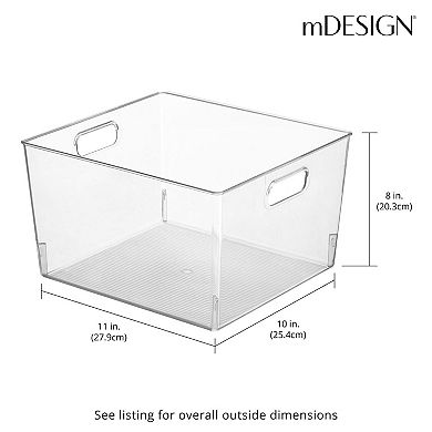 mDesign Plastic Kitchen Pantry Storage Organizer Container Bin - 4 Pack - Clear