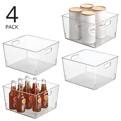 mDesign Plastic Kitchen Pantry Storage Organizer Container Bin - 4 Pack - Clear