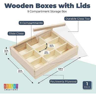 2 Pack Wooden Jewelry Box W Clear Lids Bead Storage Container Earrings Organizer