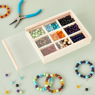 2 Pack Wooden Jewelry Box W Clear Lids Bead Storage Container Earrings Organizer