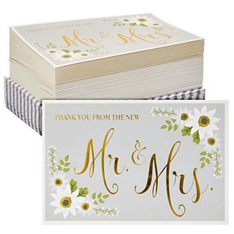48-pack Hank You From The New Mr And Mrs Cards With Envelopes Set, 4"x6"