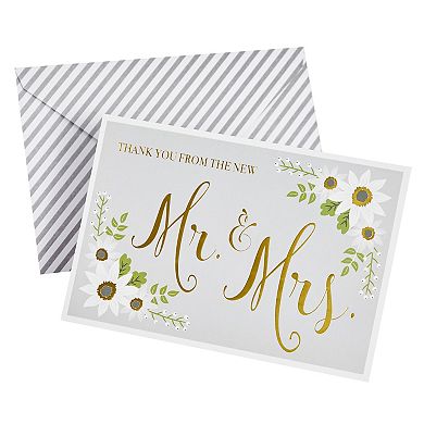 48-pack Hank You From The New Mr And Mrs Cards With Envelopes Set, 4"x6"