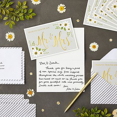 48-pack Hank You From The New Mr And Mrs Cards With Envelopes Set, 4"x6"