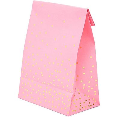 Pink Gift Bag, Party Favor Bags With Gold Stickers (5.15 X 8.6 In, 36 Pack)