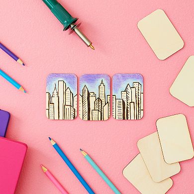 60 Pack Unfinished Wood Cutouts For Crafts, Rectangle Wooden Slices, 2 X 3 In