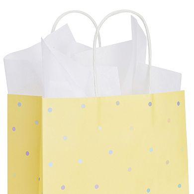 36 Pack Medium Pastel Party Gift Bags With Handle, White Tissue Paper 10x8x4"
