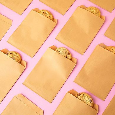Greaseproof Paper Treat Bags For Cookies, Candy, Snacks (kraft Brown, 200 Pack)