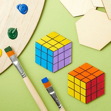 60 Pack Unfinished Wooden Hexagon Pieces For Diy Crafts, 3 In Wood Slice Cutouts