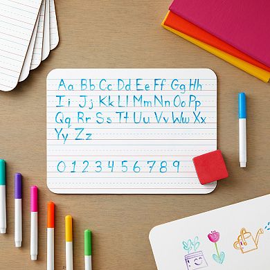 12 Pack Double Sided Small Dry Erase White Boards With Lines (9x12 In)