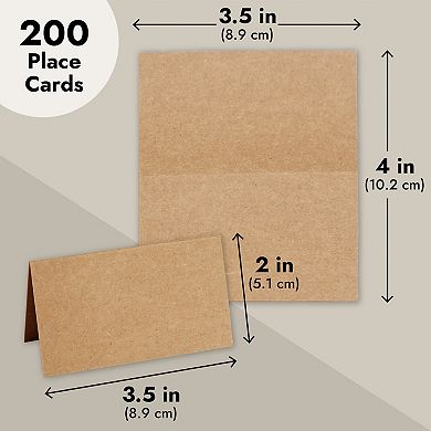 200 Pack Place Cards For Table Setting, Blank Name Cards For Wedding, 3.5 X 2 In