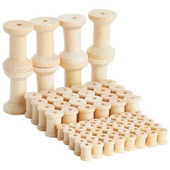 72 Pack Unfinished Wooden Spools For Crafts And Sewing Diy Project, 3 Sizes