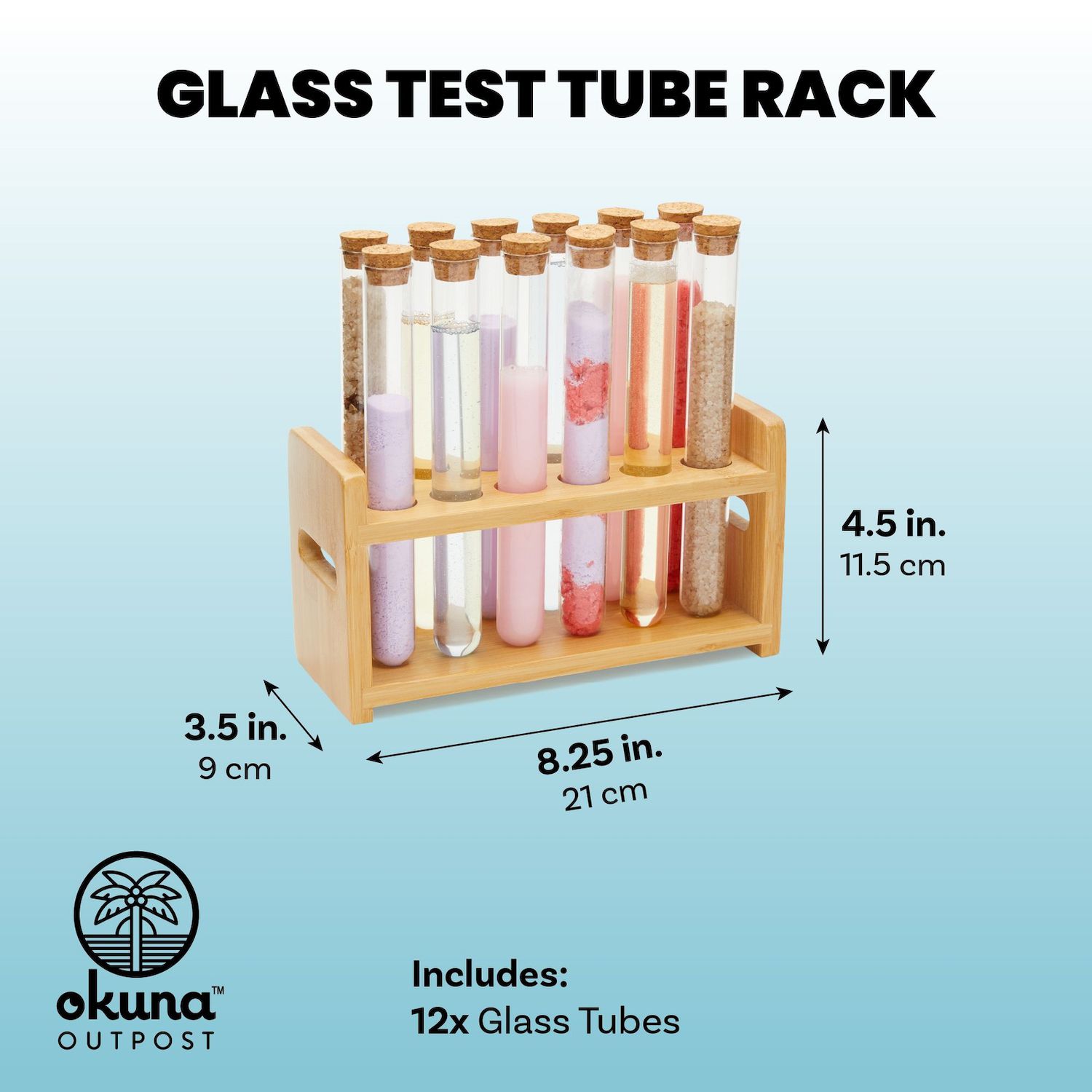 12 PCS Glass Test Tubes With Bamboo Wooden Ack Fo Paty
