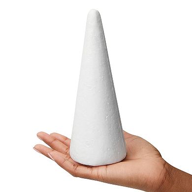 12 Pack Foam Cones For Diy Crafts, Holiday Gnomes, 2.7x7.3", White