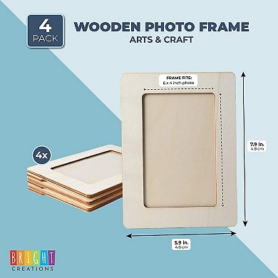 Wooden Picture Frame For 4 X 6 Inch Photos (4 Pack)