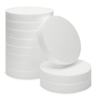 12 Pack Foam Circles For Crafts, Diy Projects, Cake Dummies, 6x6x1 in White