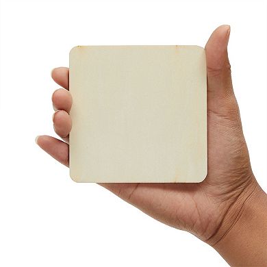 130 Pack Unfinished Wooden Circles And Squares For Wood Burning, 3 Sizes