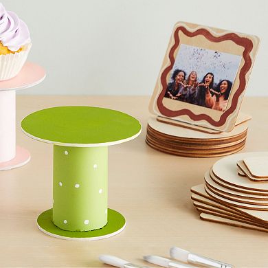 130 Pack Unfinished Wooden Circles And Squares For Wood Burning, 3 Sizes