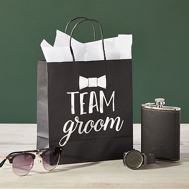 20 Pack Bride And Groom Gift Bags With Tissue Paper For Wedding, 8 X 4 X 9 In