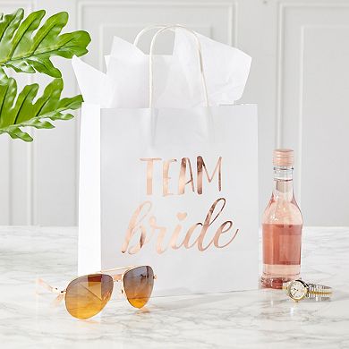 20 Pack Bride And Groom Gift Bags With Tissue Paper For Wedding, 8 X 4 X 9 In